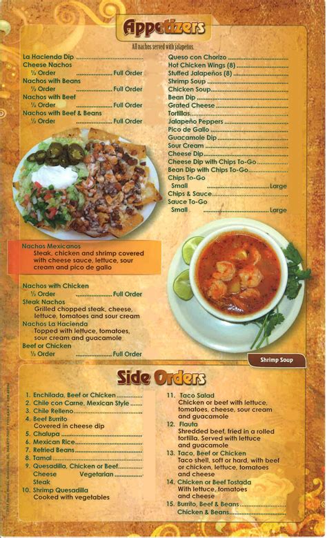 la hacienda restaurant and supermarket menu|la hacienda mexican grill menu.